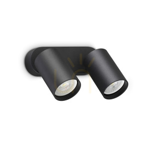 Wandleuchte Ideallux Dynamite 367385 schwarz rund 2-flammig GU10 Ø16,5 cm