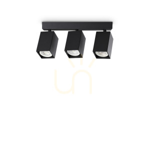 Plafond Ideallux Dynamite schwarz 3-flammig GU10 Ø27,5 cm 371276