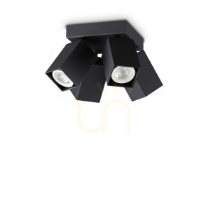 Plafond Ideallux Dynamite 371313 schwarz 4-flammig GU10 Ø13,5 cm