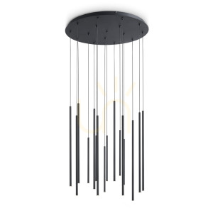 Pendelleuchte Ideallux LOOK schwarz LED 16-flammig Ø70 cm 3000K 371146