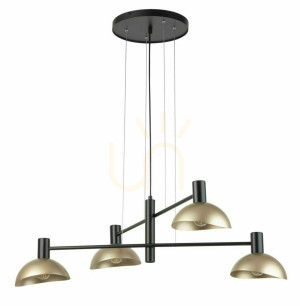 Pendelleuchte Sigma Artis 4-flammig Schwarz/Gold verstellbar 40568