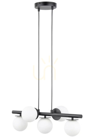 Pendelleuchte Sigma Avola 5-flammig schwarz/weiß Glas G9 40787