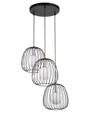 Pendelleuchte Sigma BELL 3-flammig schwarz weiß Glas Stahl 40725