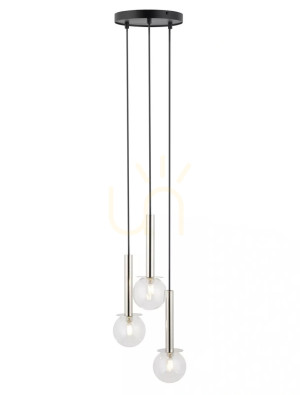 Pendelleuchte Sigma DAISY 3-flammig schwarz/silber Glas G9 40752