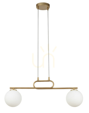Pendelleuchte Sigma Tes 2-flammig Gold Glas weiß 62 cm SKU 33632