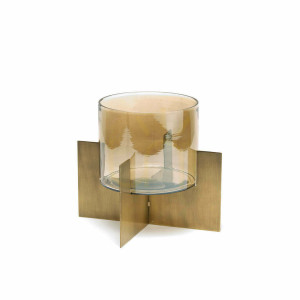 Goldene Hurricane-Vase niedrig 26 cm Handarbeit