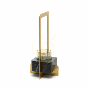 Kerzenständer Marbre d'Or Gold Schwarz L 18x18x38 cm