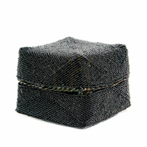 Weidenkorb mit Perlen Schwarz 20x20x15 cm Beaded Collection L