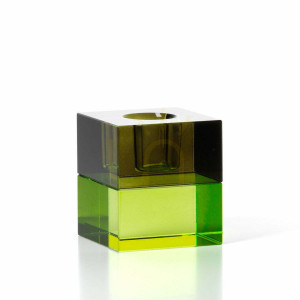 Kerzenständer The Gem Blocks Green Smoke Handarbeit Glas 5 cm
