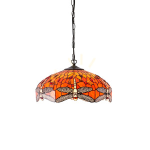 Pendelleuchte Dragonfly Tiffany 3-flammig Multicolor Glas Stahl Interiors 64081