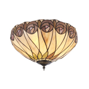 Plafond Tiffany multicolor 40 cm Glas Stahl 2-flammig E27 Interiors 112188