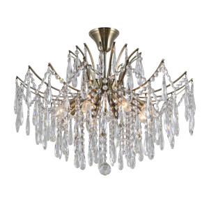 Závesná lampa Italux Mallola hnedá E14 8x LED krištáľ oceľ PND-56808-8