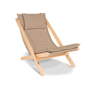 Drevené balkónové ležadlo WoodMan Allegro z bukového dreva, béžové, SKU 666