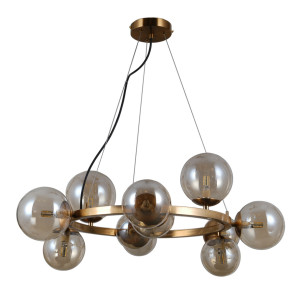 Závesná lampa Italux Montora 11x G9, mosadz/dymové sklo, PND-30223-11A