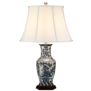 Modrá šesťhranná 1 svetelná stolová lampa Elstead
