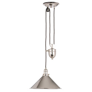 Provence 1 Light Rise and Fall Pendant Lamp - leštený nikel Elstead