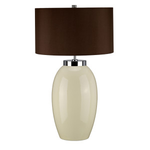 Svetlá veľká stolná lampa Victor 1 – krémová Elstead