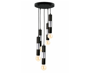 Závesné svietidlo 5xE27 MAGNUM BULB ČIERNA / STRIEBORNÁ