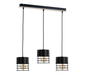 Závesné svietidlo 3xE27 CASA BLACK / WOOD