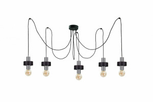Závesné svietidlo 5xE27 UNICA BLACK / SILVER