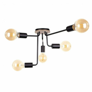 Stropné svietidlo 5xE27 NIXON WOOD BLACK