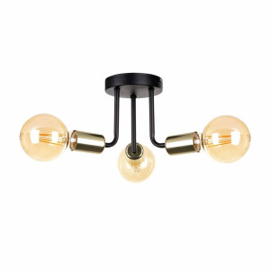 Stropné svietidlo 3xE27 LUNA BLACK / GOLD