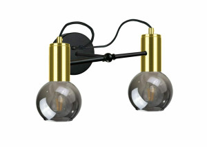Nástenné svietidlo 2xE27 LIV BLACK / GOLD
