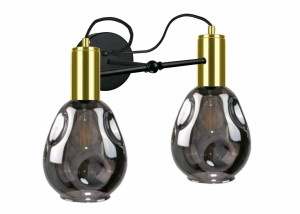 Nástenné svietidlo 2xE27 KARI ČIERNA / ZLATÁ