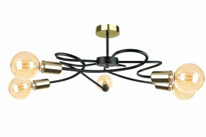 Stropné svietidlo 5xE27 FIORE BLACK / GOLD