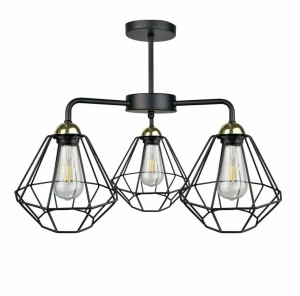 Stropné svietidlo 3xE27 FOSKAL BLACK / GOLD