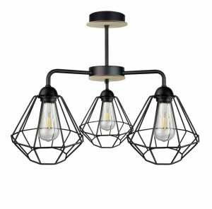 Stropné svietidlo 3xE27 FOSKAL BLACK WOOD