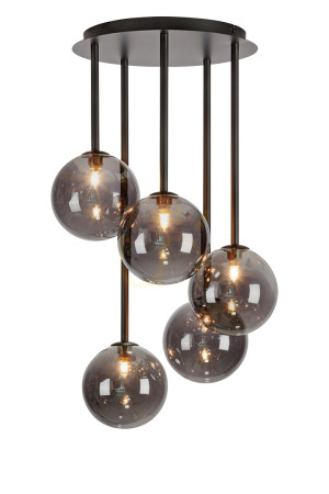Plafón Markslojd Universe 5x20W čierny dymové sklo 40 cm 108111