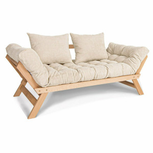 Rozkladacia pohovka WoodMan Allegro z bukového dreva, krémová, SKU 100375