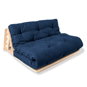 Futon pohovka WoodMan Layti 140 z bukového dreva, tmavomodrá, WUA-01118