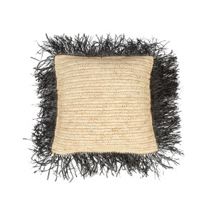 Obliečka na vankúš Raffia Square - Natural Black - 40x40.