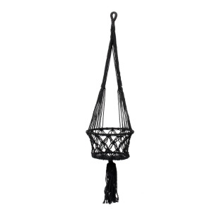 Macrame držiak na rastliny - čierny - L