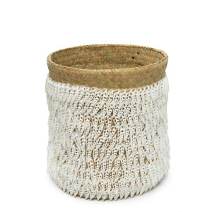 Kôš BAZAR BIZAR z pandánu prírodná biela 34x34x40 cm Baskets