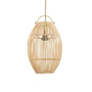 Stropná lampa do obývačky - Zuri S, E27, ratan, scandi boho
