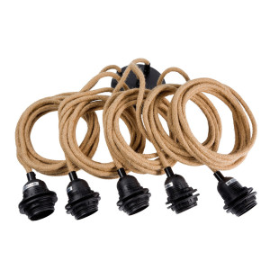 Prívesné svetlo BAZAR BIZAR Cable Fittings čierne bavlna 5x E27, 350 cm