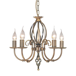 Luster Artisan 5 Light - Staršia mosadz Elstead