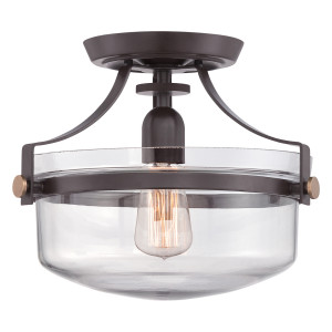 Penn Station 1 Light Semi Flush - Western Bronze Elstead