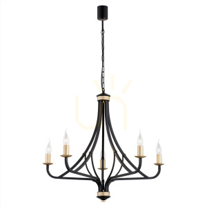 Luster ARGON LORENZO čierna zlatá 5xE14 700 mm 2171
