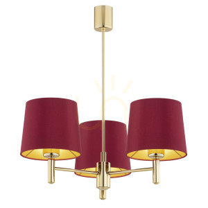 Luster ARGON Ponte Plus červená tmavá mosadz 3xE27 6266
