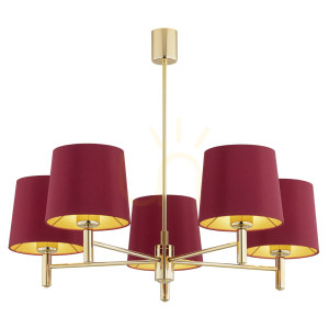 Luster ARGON PONTE PLUS 5xE27 červená tmavá mosadz 2169