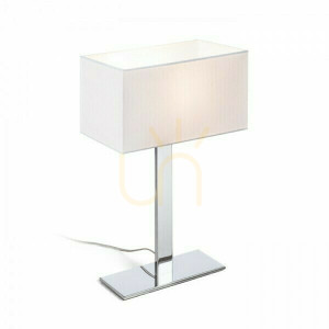Stolná lampa Plaza M biely chróm 230 V E27 42 W.