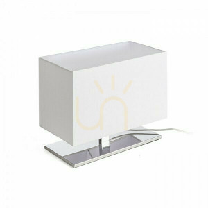 Stolná lampa Plaza S biely chróm 230 V E27 42 W.