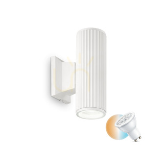 Vonkajšie nástenné svietidlo Ideallux BASE AP2 BIANCO biele GU10 2x28W 129457