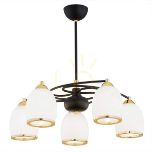 Luster ARGON Avila Plus 2115 biely, čierna, mosadz, 5x E27
