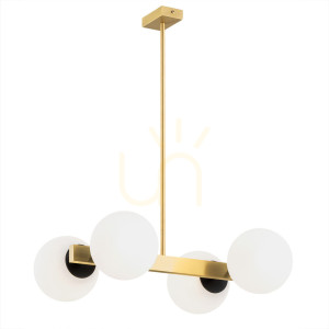 Luster ARGON FREEMONT biely matný opál mosadz 4xE27 1767