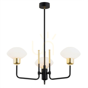 Luster Argon Ravello 6166 biely matný opál čierny mosadz E27 3x1W